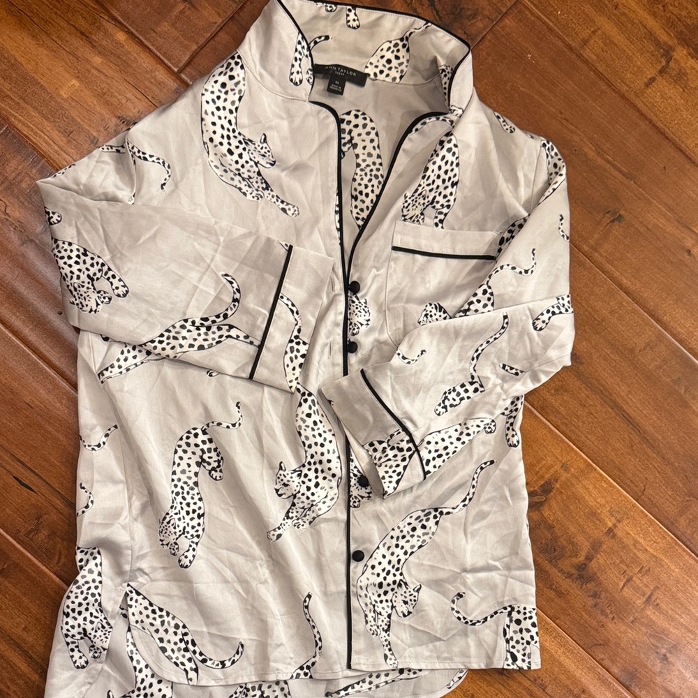 Ann Taylor Cheetah Print Satin Blouse